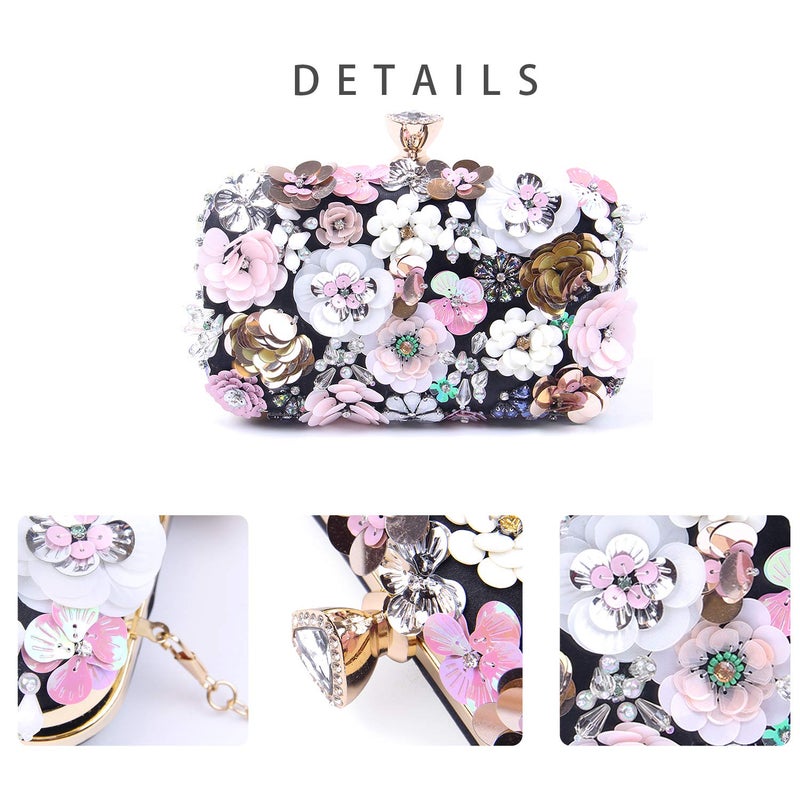 Lanpet Women Clutches Flower Evening Handbag Chain Strap Shoulder Bag - Image 4